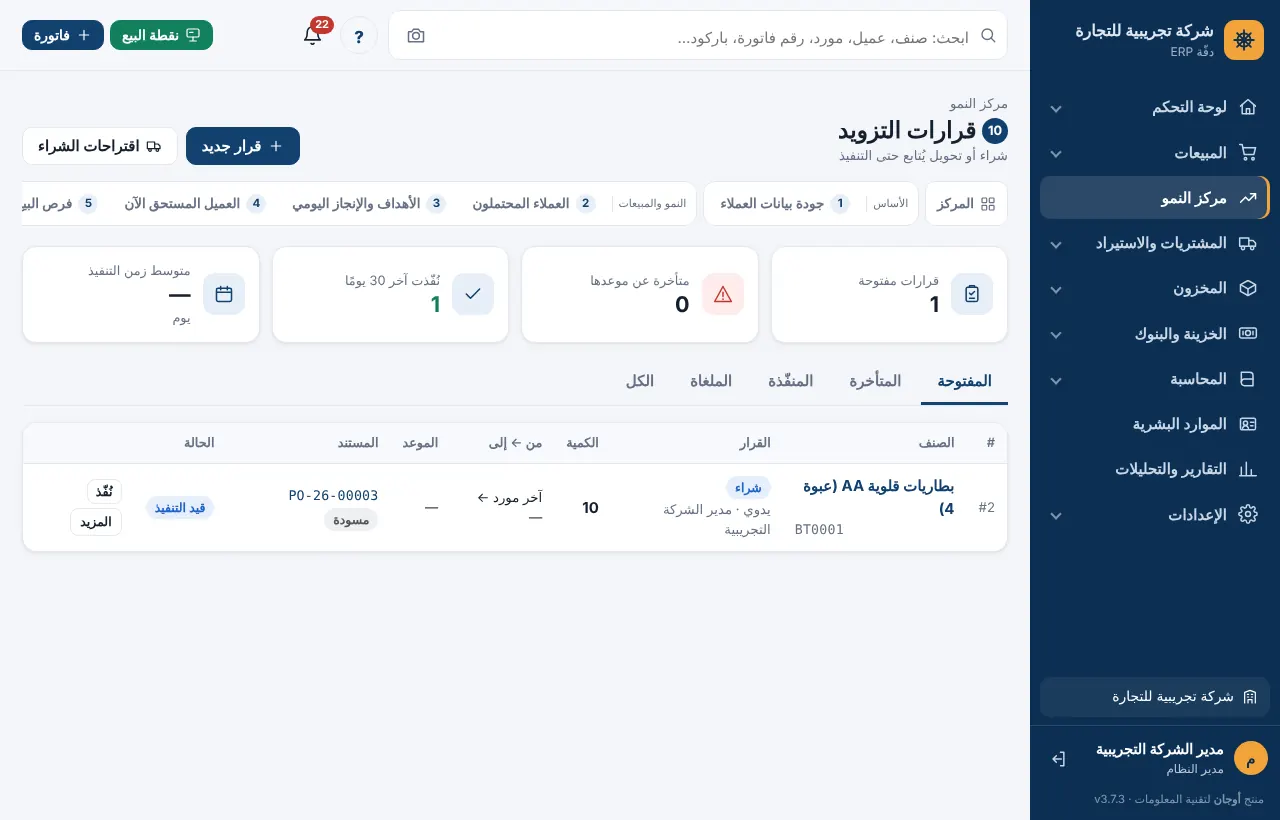 قائمة قرارات التزويد